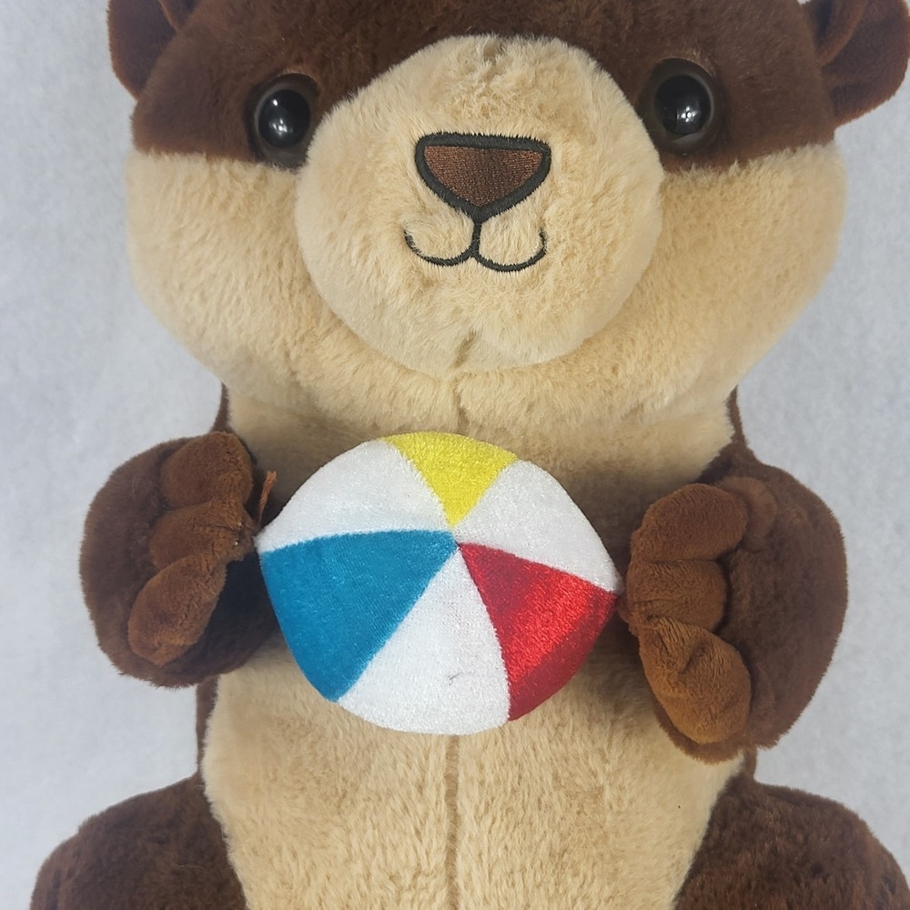 Large 24" Goffa Sea Otter Stuffed Plush Animal With Beach Ball - Flaws See Pics